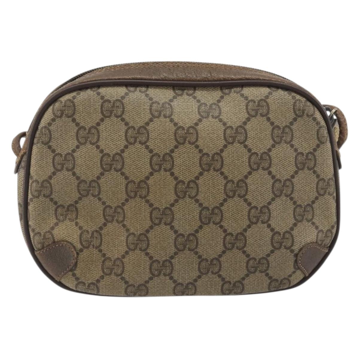 GUCCI GG Supreme Web Sherry Line Shoulder Bag PVC Beige 89 02 066 Auth BA14974