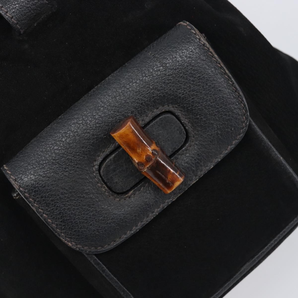 LOUIS VUITTON Bamboo Backpack Suede Black Gold 003 1705 0030 LV Auth BA14987