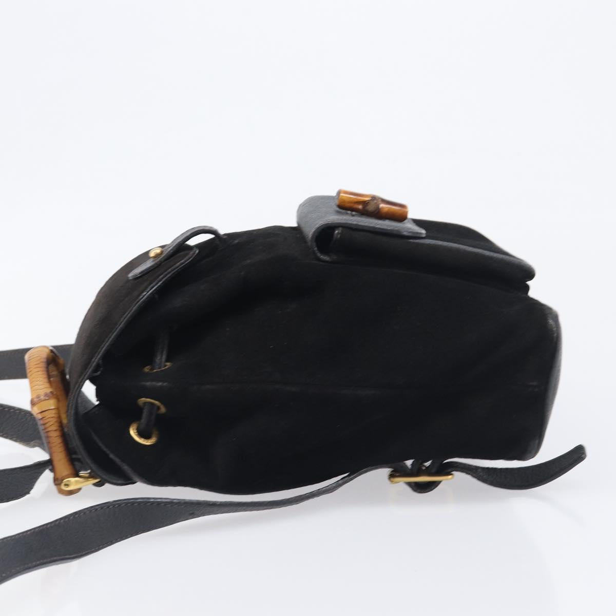 LOUIS VUITTON Bamboo Backpack Suede Black Gold 003 1705 0030 LV Auth BA14987
