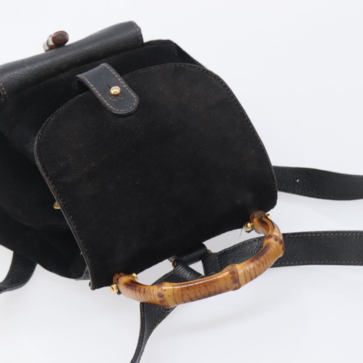 LOUIS VUITTON Bamboo Backpack Suede Black Gold 003 1705 0030 LV Auth BA14987