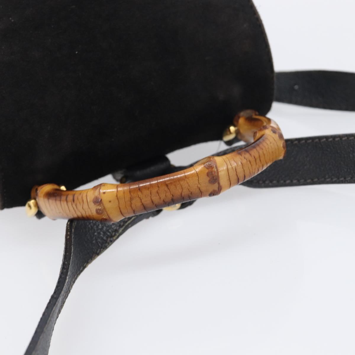 LOUIS VUITTON Bamboo Backpack Suede Black Gold 003 1705 0030 LV Auth BA14987