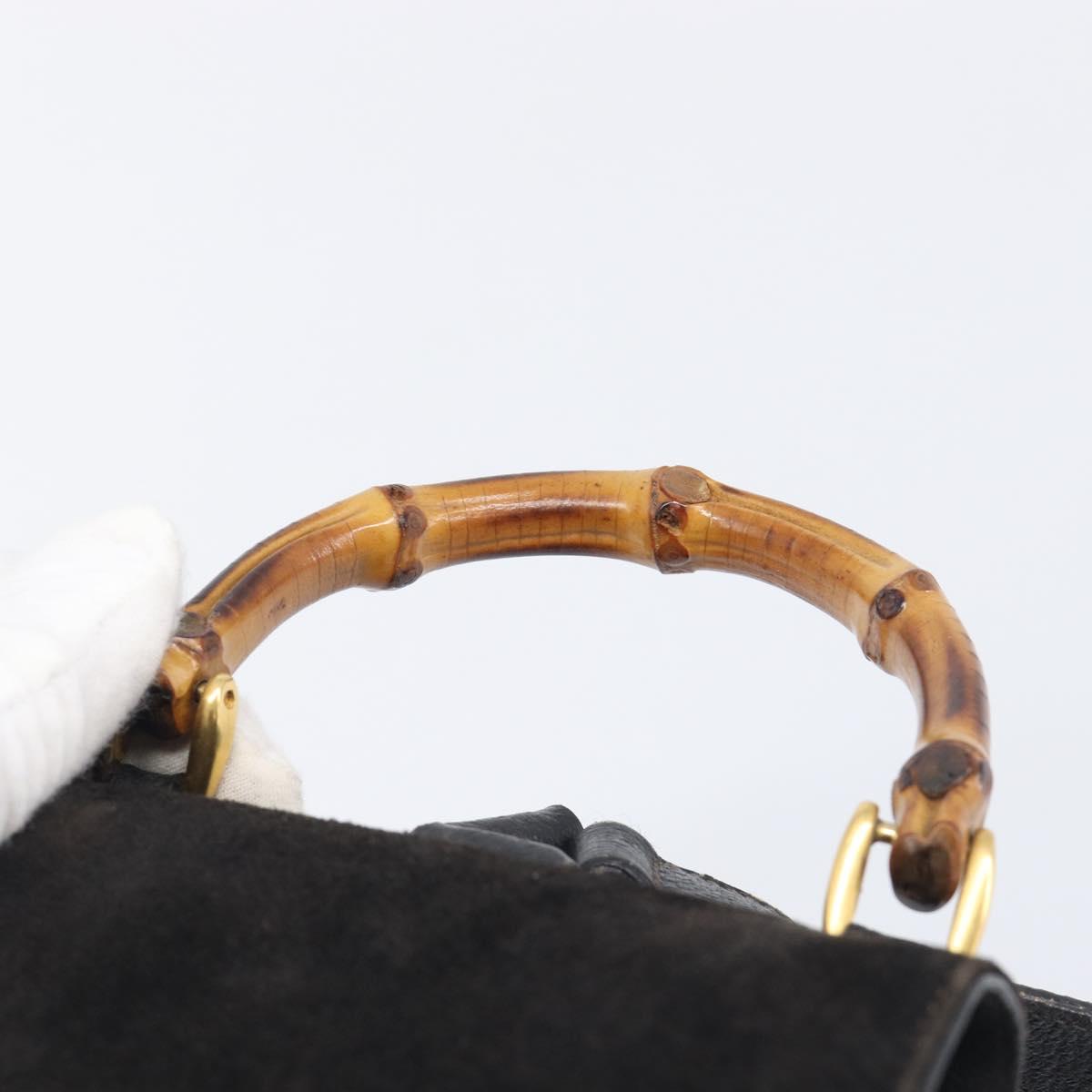 LOUIS VUITTON Bamboo Backpack Suede Black Gold 003 1705 0030 LV Auth BA14987