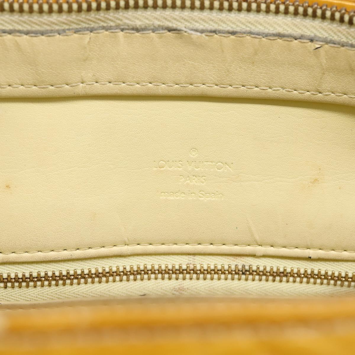 LOUIS VUITTON Monogram Vernis Houston Hand Bag Lime Yellow M91055 Auth BA14990