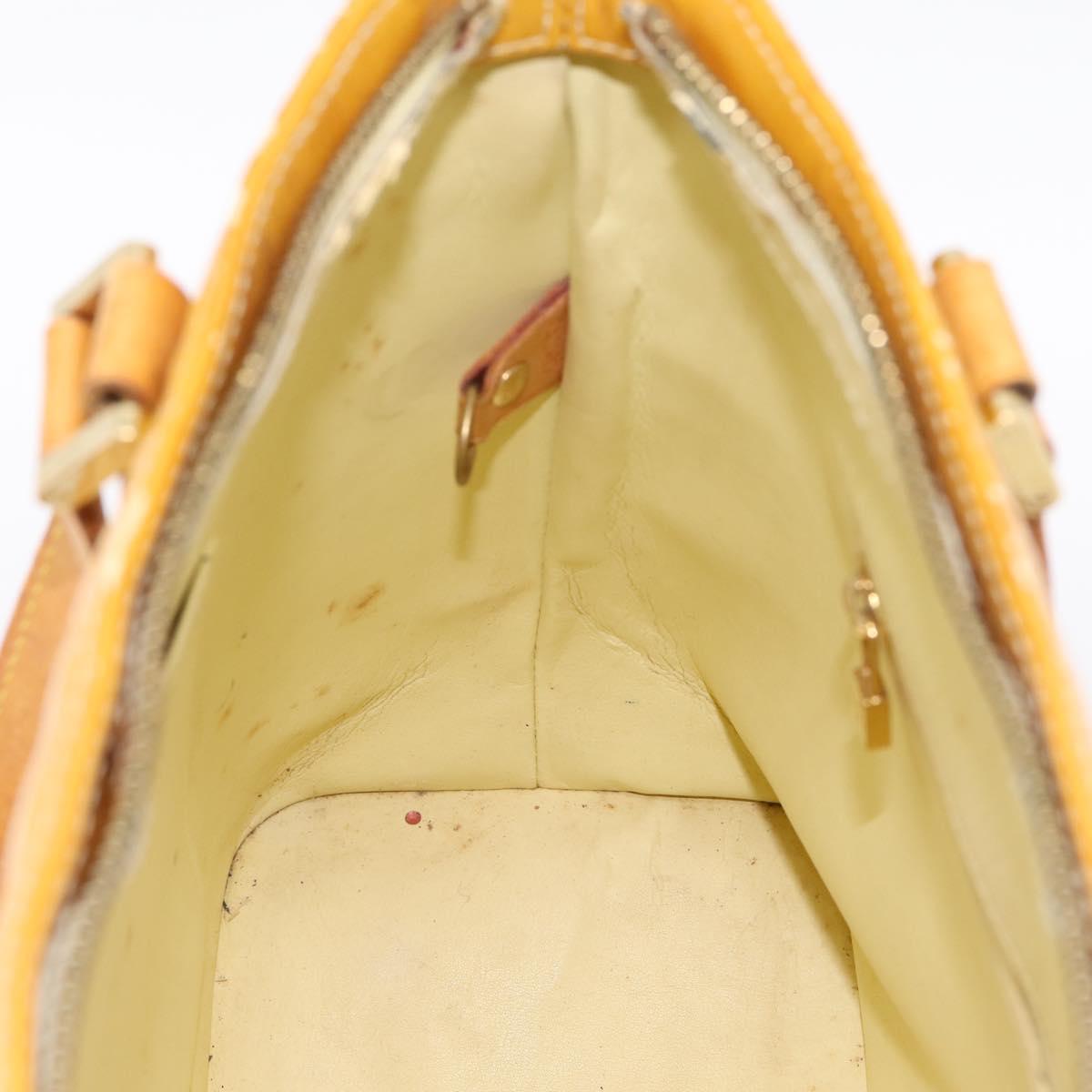 LOUIS VUITTON Monogram Vernis Houston Hand Bag Lime Yellow M91055 Auth BA14990