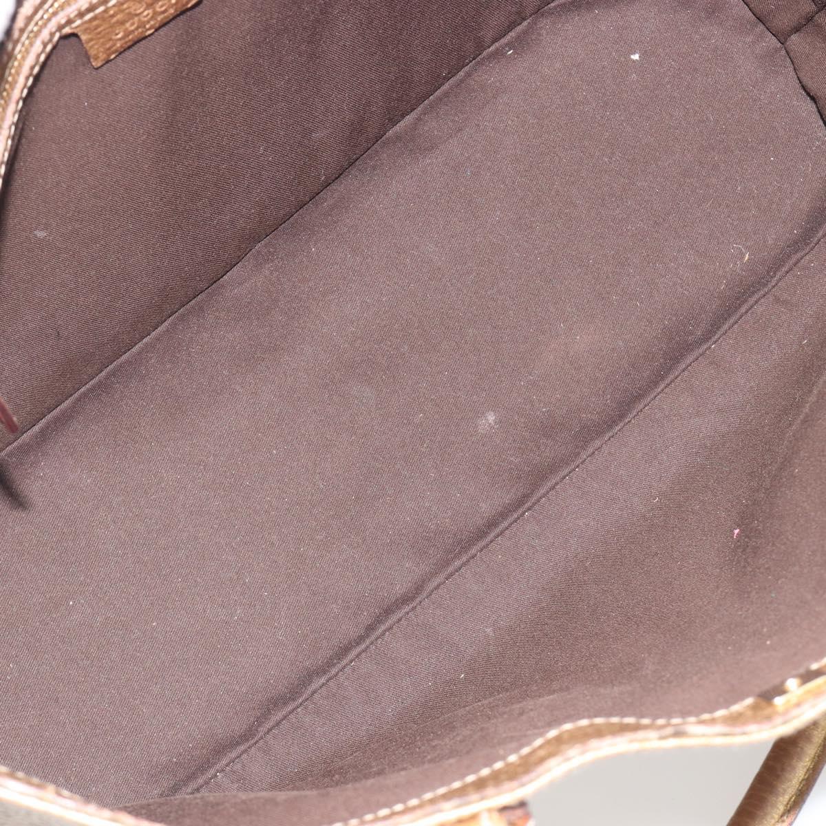 GUCCI Horsebit Tote Bag Leather Gold 137385 Auth BA14993A