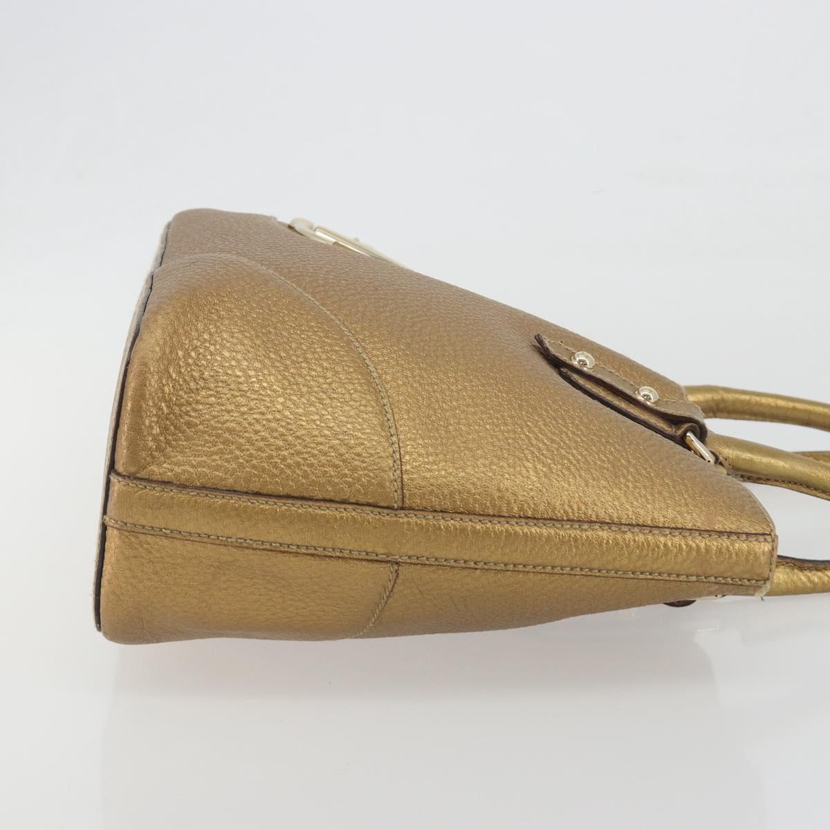 GUCCI Horsebit Tote Bag Leather Gold 137385 Auth BA14993A