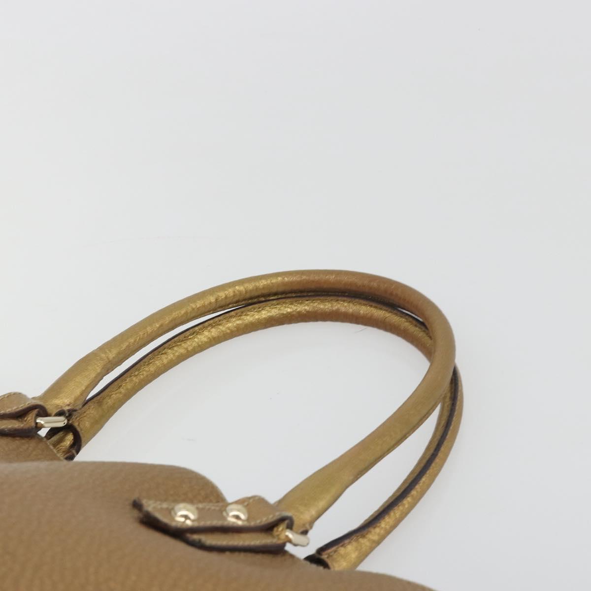 GUCCI Horsebit Tote Bag Leather Gold 137385 Auth BA14993A