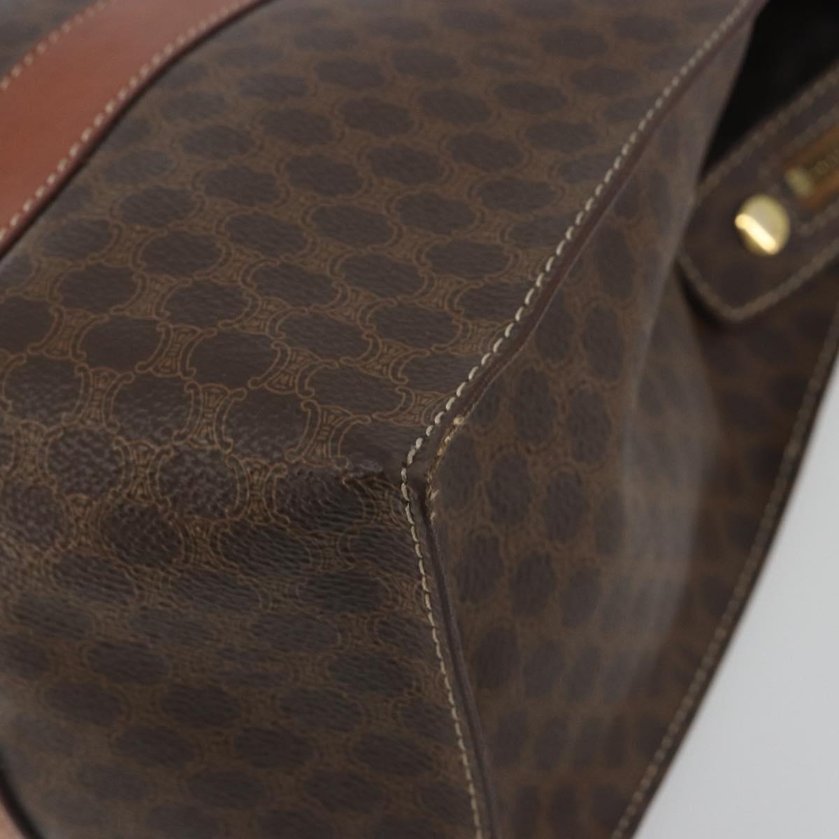 CELINE Macadam Tote Bag PVC Leather Brown Gold Tone Auth BA14994A