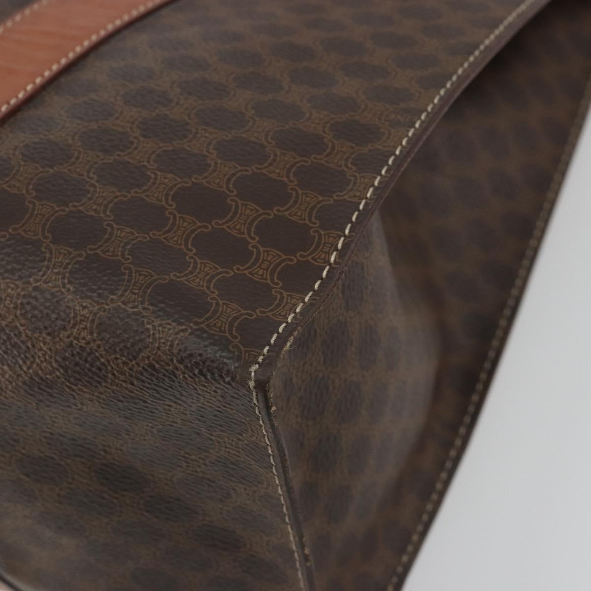 CELINE Macadam Tote Bag PVC Leather Brown Gold Tone Auth BA14994A