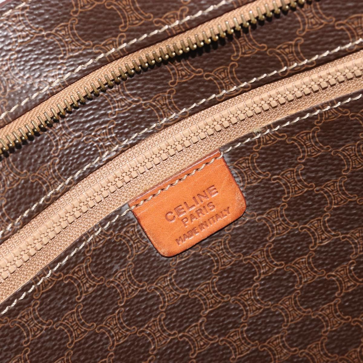 CELINE Macadam Tote Bag PVC Leather Brown Gold Tone Auth BA14994A