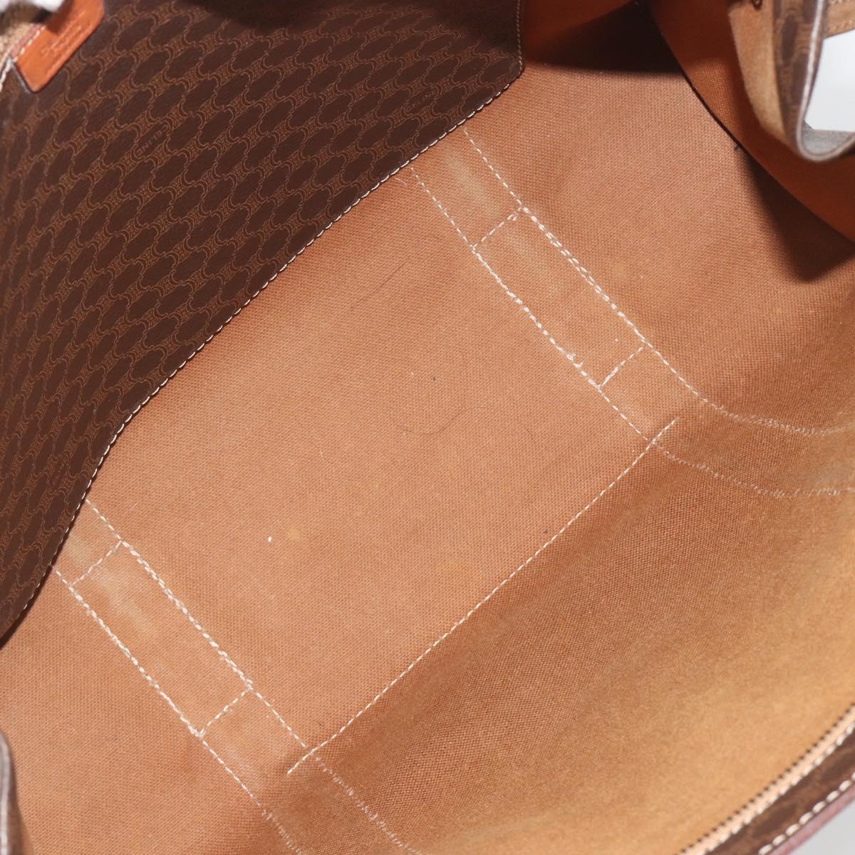 CELINE Macadam Tote Bag PVC Leather Brown Gold Tone Auth BA14994A