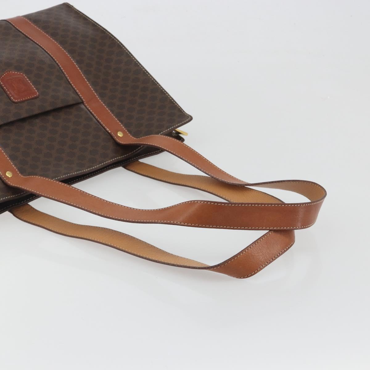 CELINE Macadam Tote Bag PVC Leather Brown Gold Tone Auth BA14994A