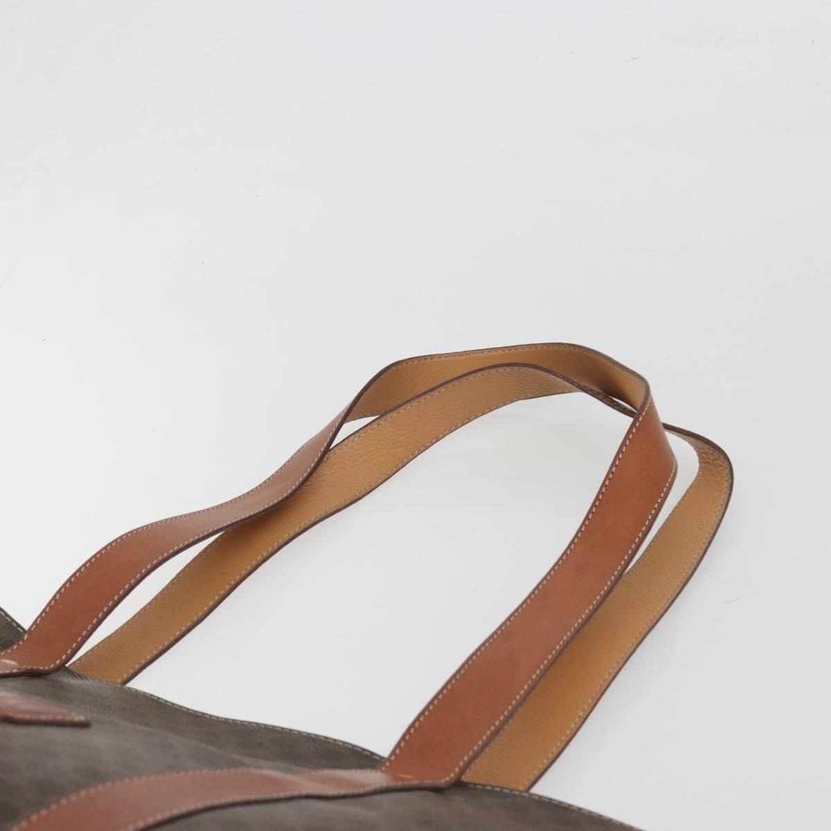 CELINE Macadam Tote Bag PVC Leather Brown Gold Tone Auth BA14994A