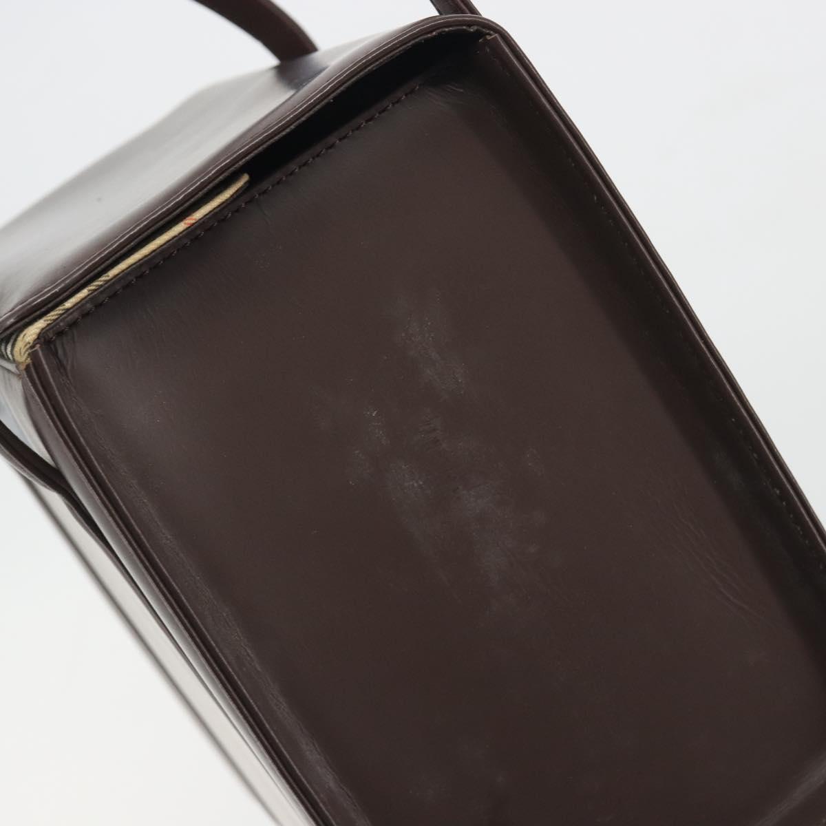 BURBERRY Hand Bag Patent Brown Auth BA14996