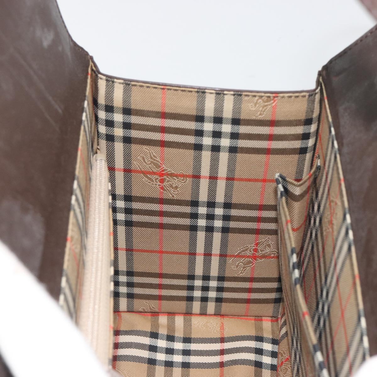 BURBERRY Hand Bag Patent Brown Auth BA14996