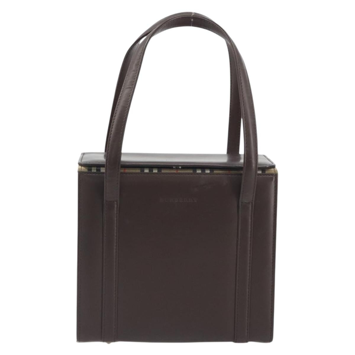 BURBERRY Hand Bag Patent Brown Auth BA14996