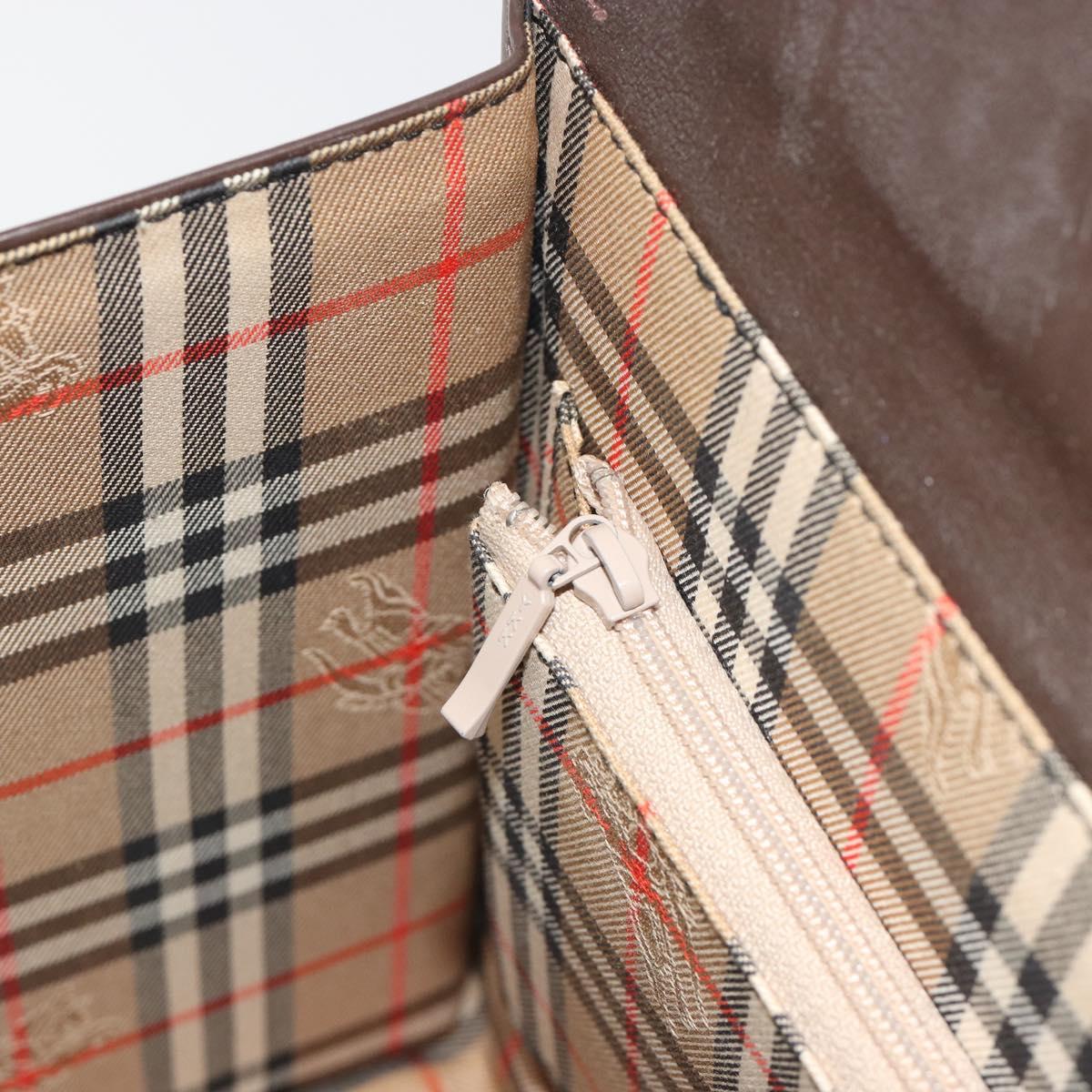 BURBERRY Hand Bag Patent Brown Auth BA14996