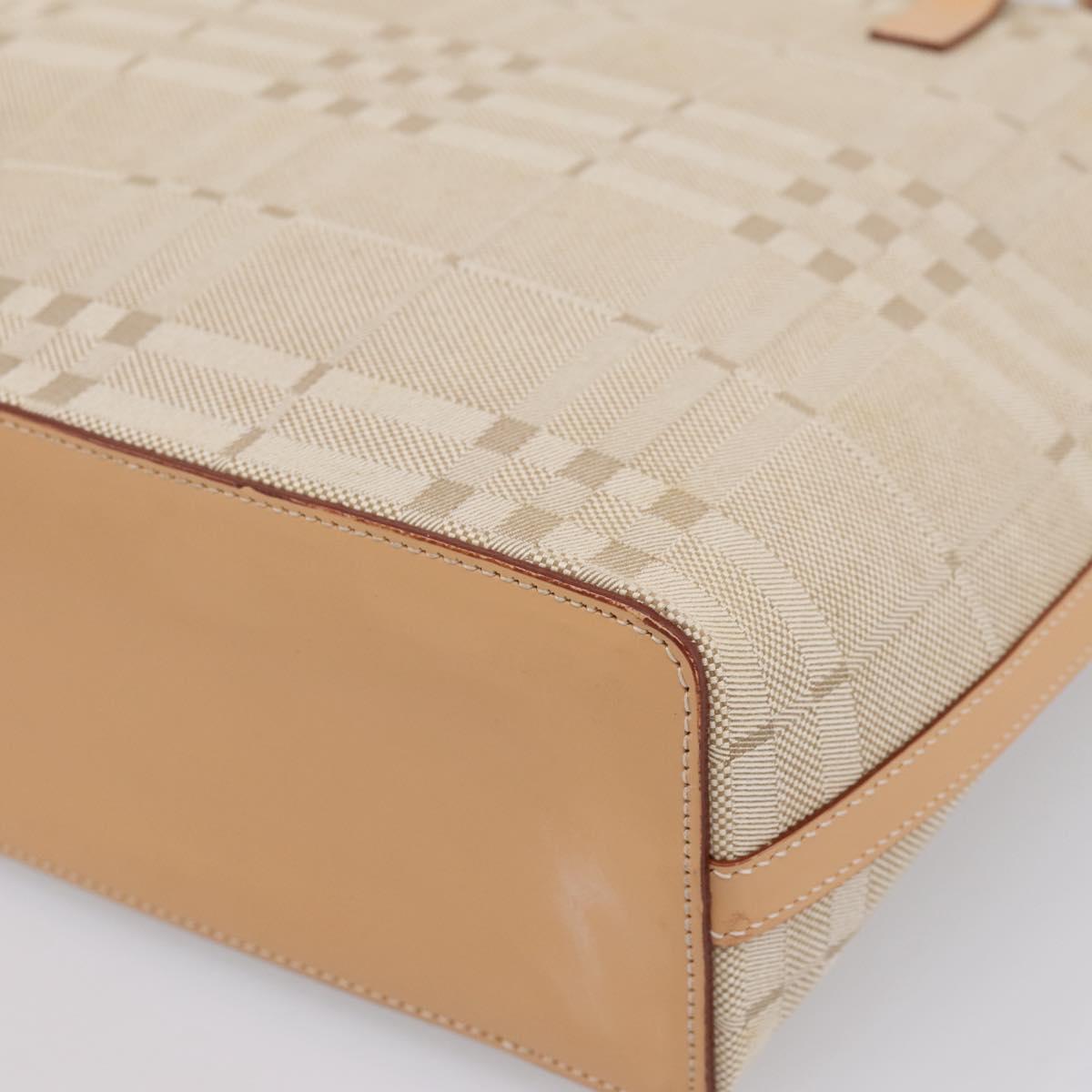 BURBERRY Hand Bag Canvas Beige Gold Tone Auth BA14997A