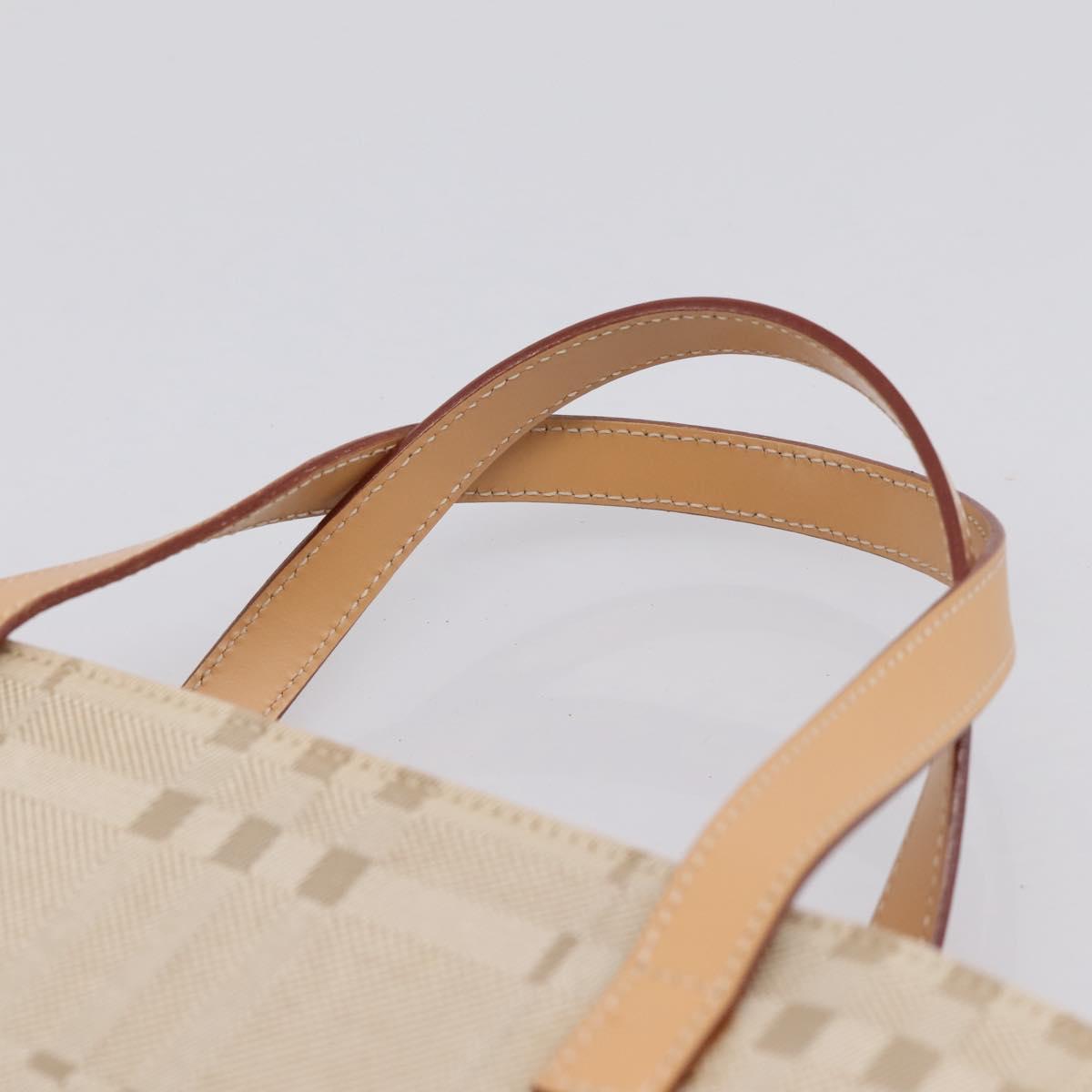 BURBERRY Hand Bag Canvas Beige Gold Tone Auth BA14997A