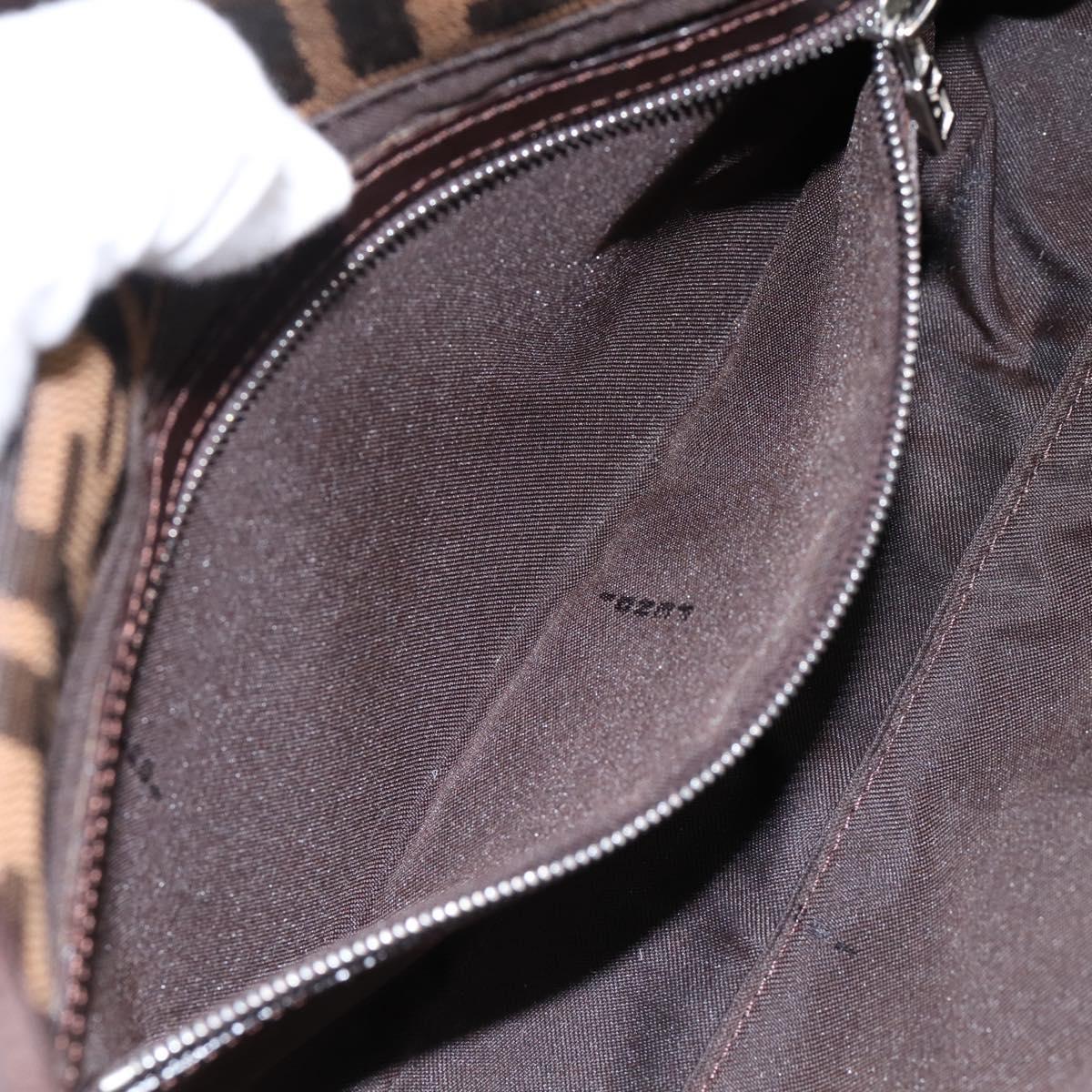 FENDI Zucca Canvas Mamma Baguette Shoulder Bag Brown Silver Auth BA14998SAV