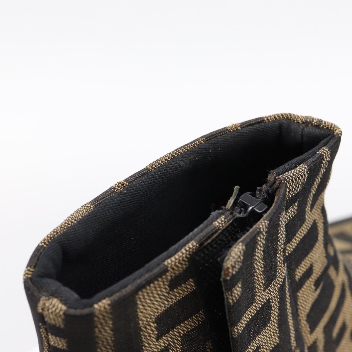 FENDI Zucca Canvas Short Boots Brown Black Auth BA15000A