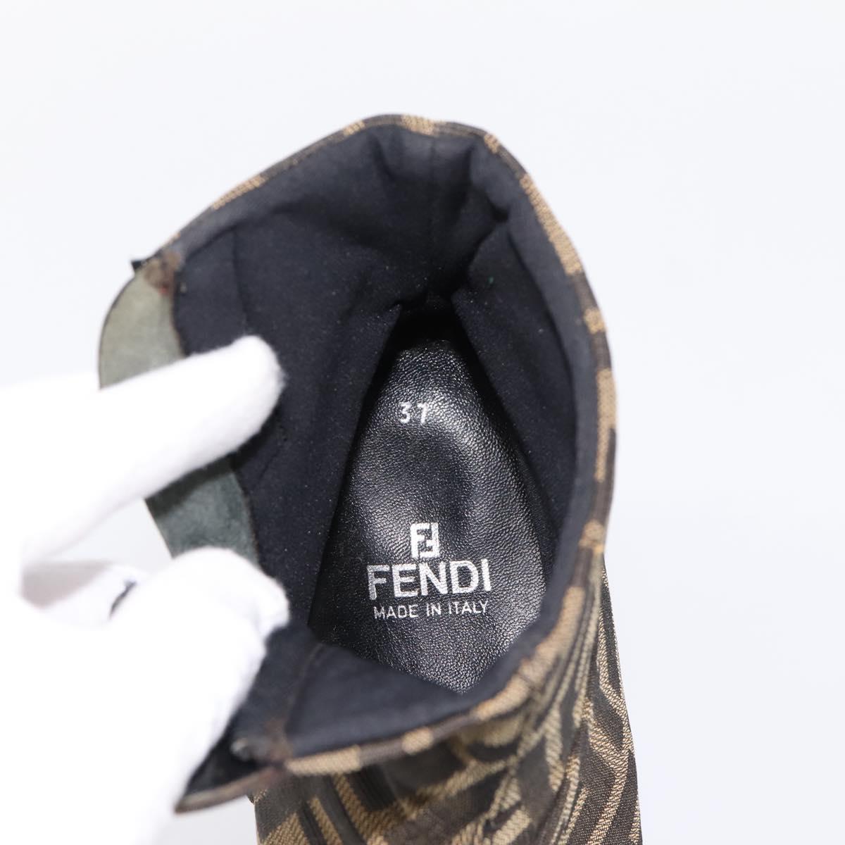 FENDI Zucca Canvas Short Boots Brown Black Auth BA15000A