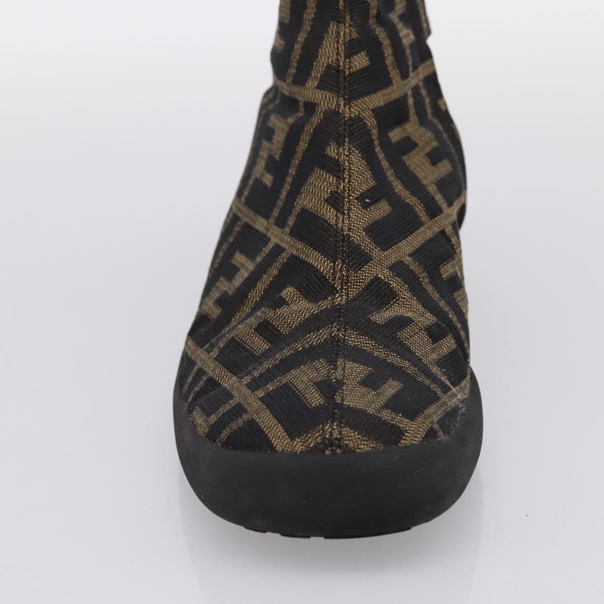 FENDI Zucca Canvas Short Boots Brown Black Auth BA15000A