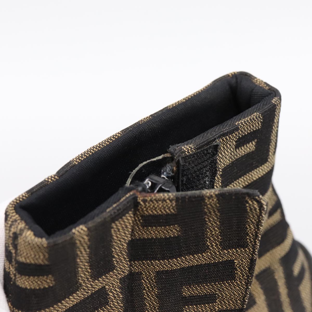 FENDI Zucca Canvas Short Boots Brown Black Auth BA15000A