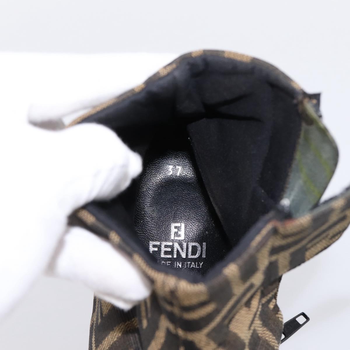 FENDI Zucca Canvas Short Boots Brown Black Auth BA15000A