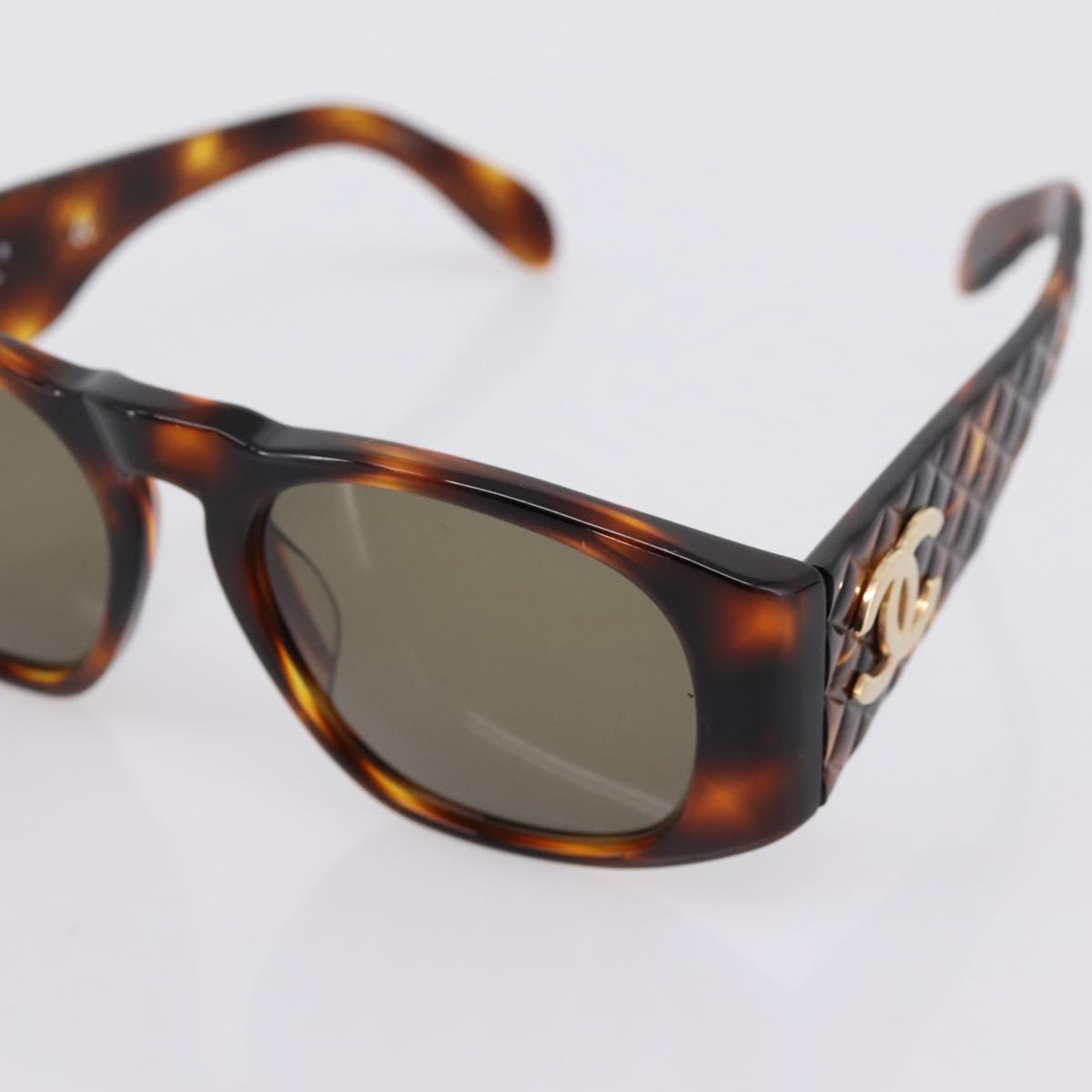 CHANEL Tortoise Sunglasses Plastic Brown Gold Tone CC Auth BA15019