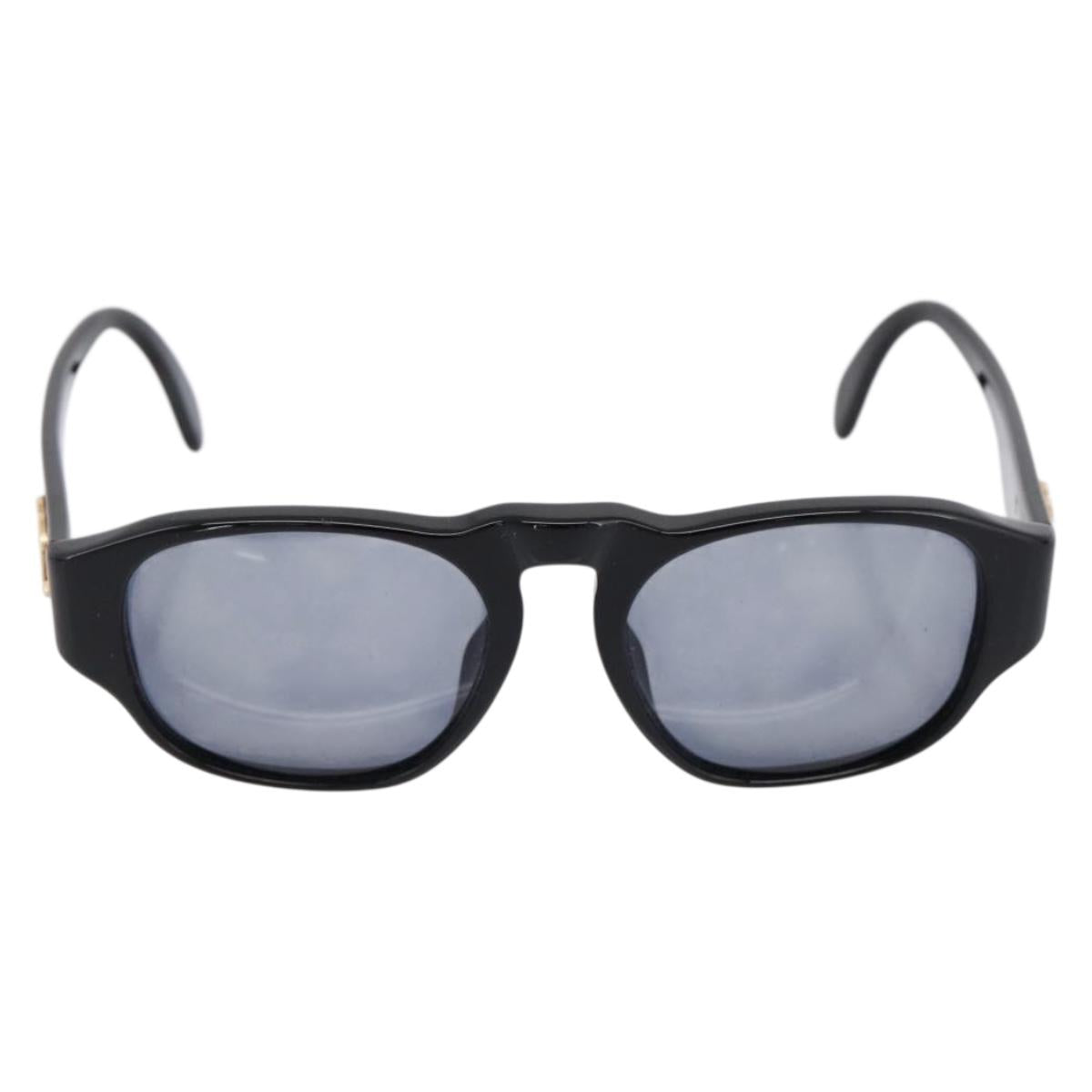 CHANEL Sunglasses Plastic Black Gold Tone CC Auth BA15021