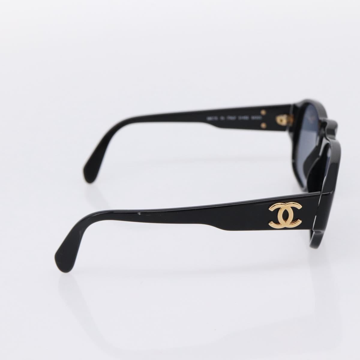 CHANEL Sunglasses Plastic Black Gold Tone CC Auth BA15021