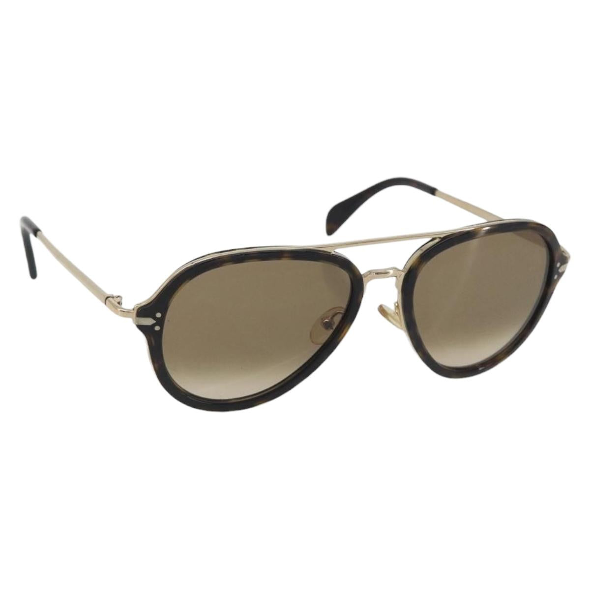CELINE Sunglasses Plastic Tortoise Brown Gold Tone Auth BA15025V