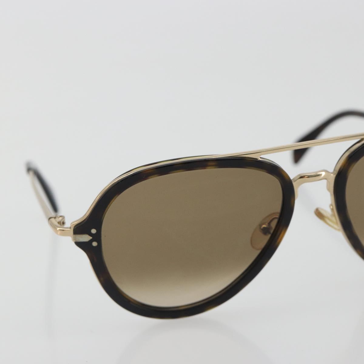 CELINE Sunglasses Plastic Tortoise Brown Gold Tone Auth BA15025V