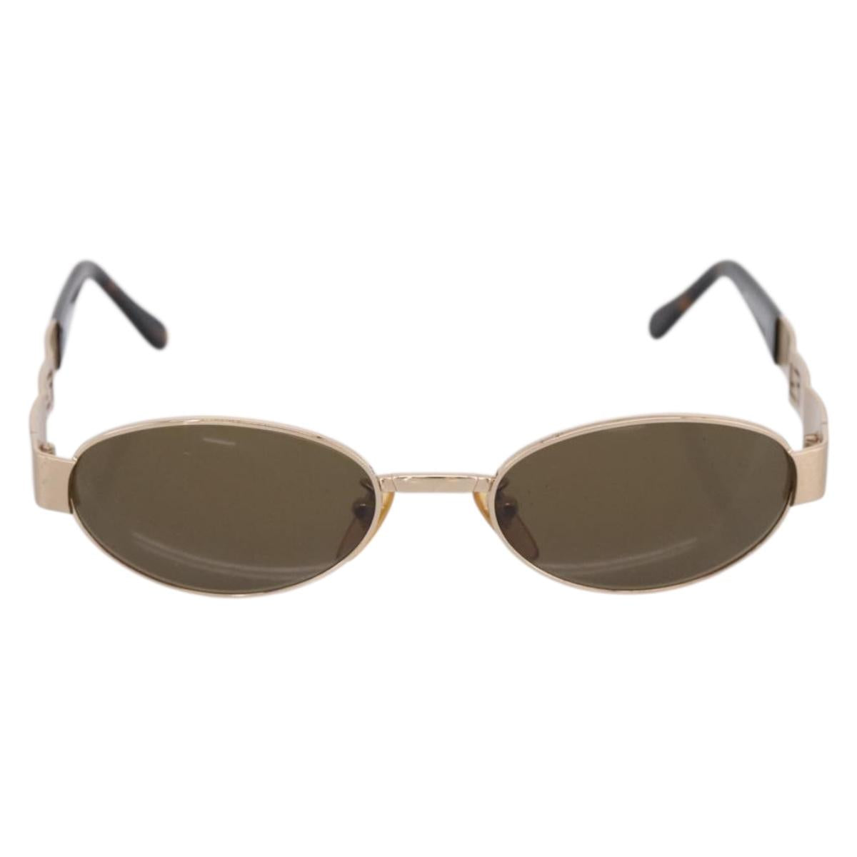 FENDI Sunglasses Metal Brown Gold Tone Auth BA15027
