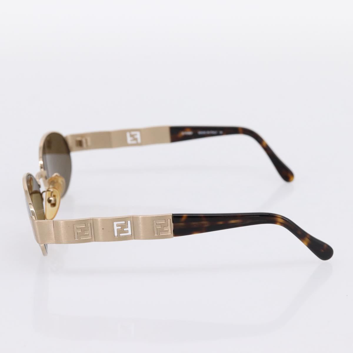FENDI Sunglasses Metal Brown Gold Tone Auth BA15027