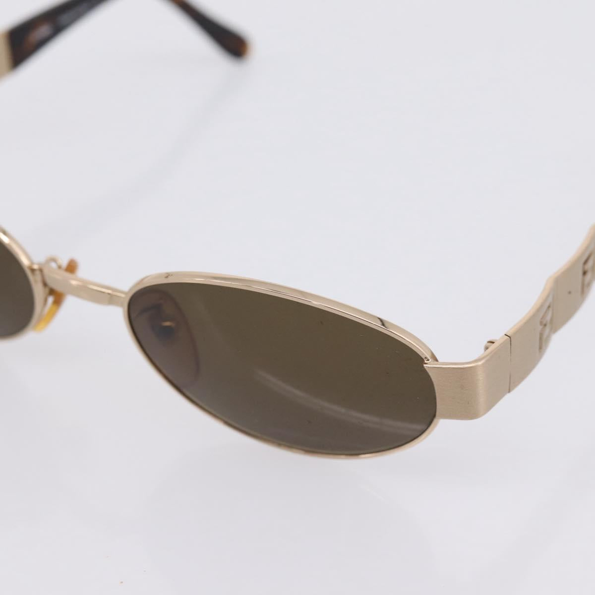 FENDI Sunglasses Metal Brown Gold Tone Auth BA15027