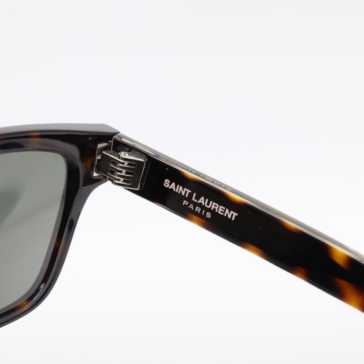 SAINT LAURENT Tortoise Sunglasses Plastic Brown Silver Auth BA15028A