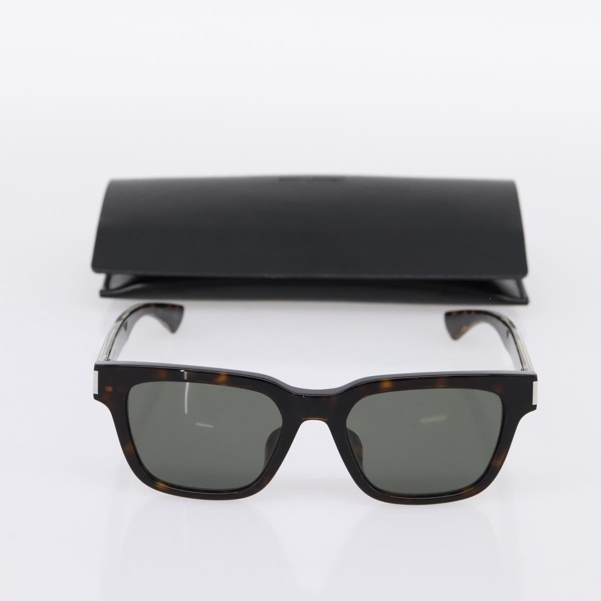 SAINT LAURENT Tortoise Sunglasses Plastic Brown Silver Auth BA15028A