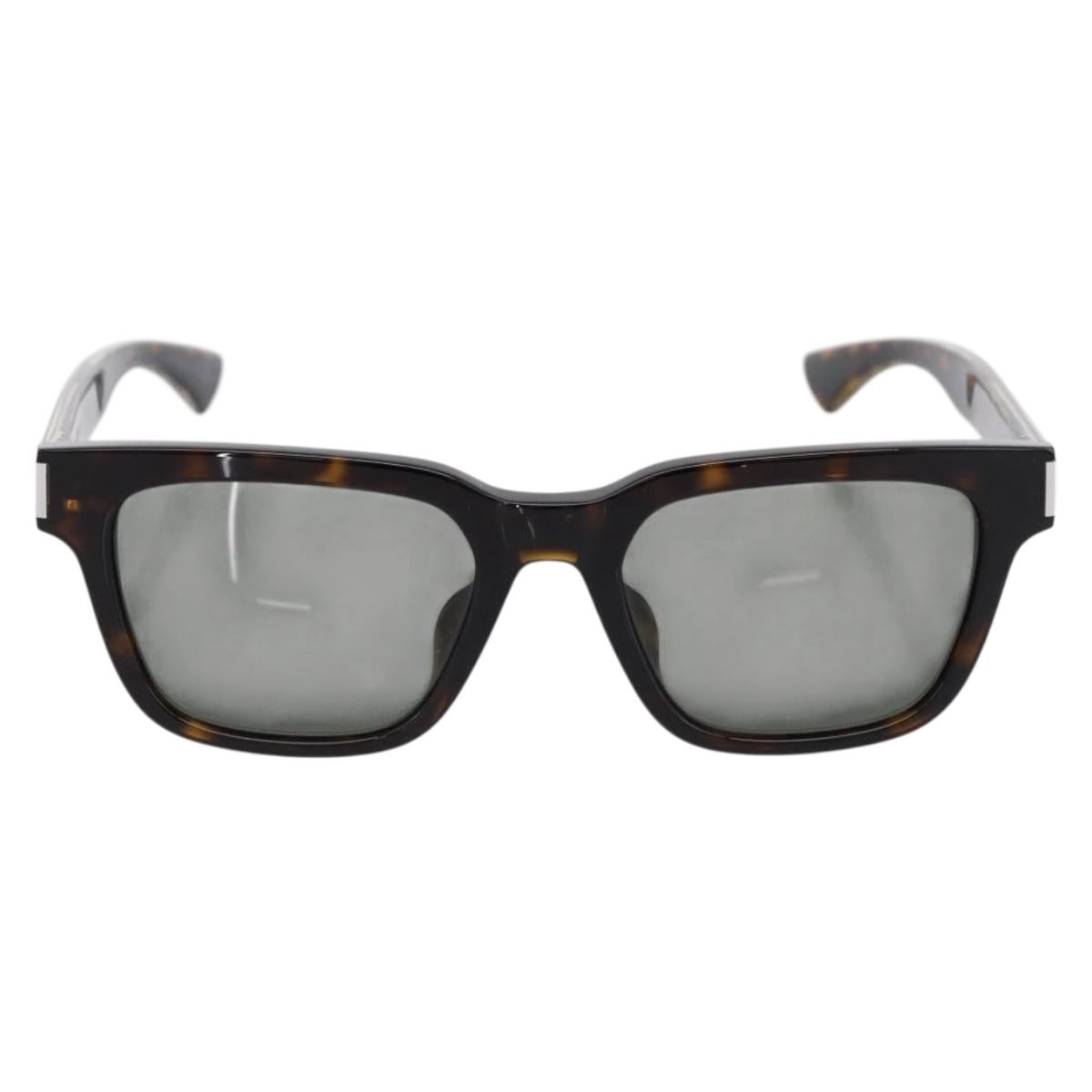 SAINT LAURENT Tortoise Sunglasses Plastic Brown Silver Auth BA15028A