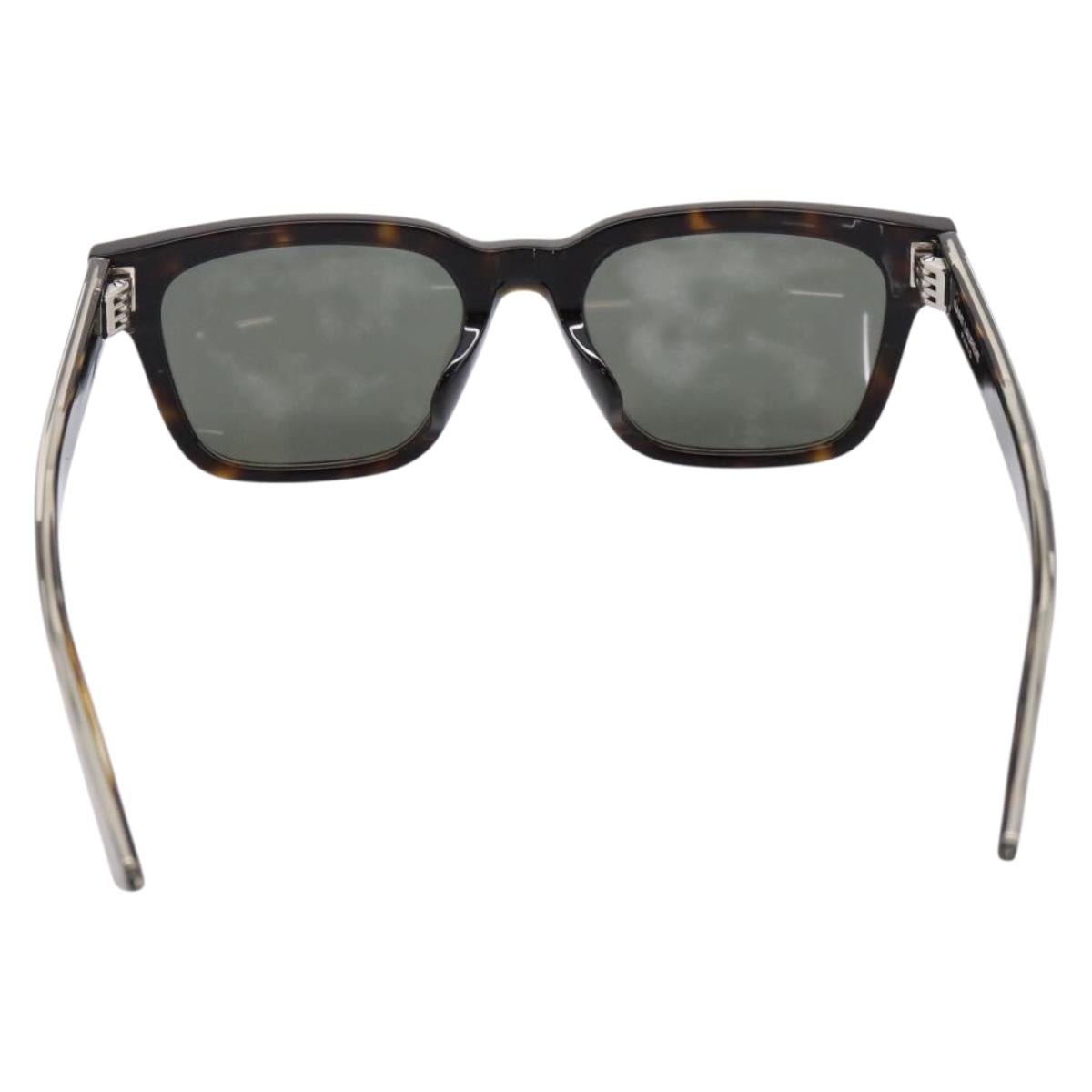 SAINT LAURENT Tortoise Sunglasses Plastic Brown Silver Auth BA15028A