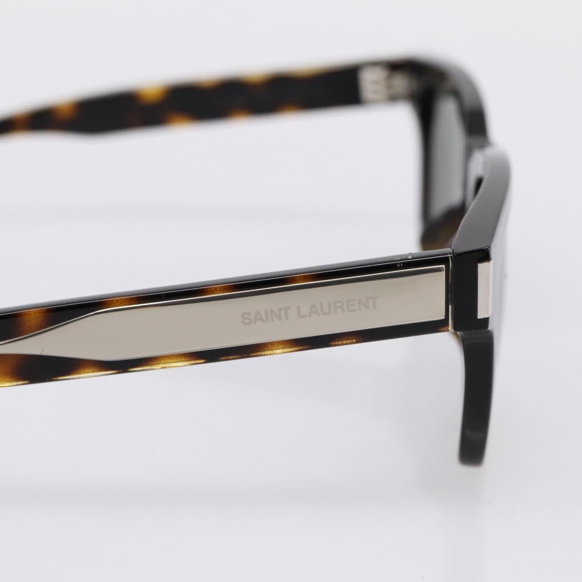 SAINT LAURENT Tortoise Sunglasses Plastic Brown Silver Auth BA15028A
