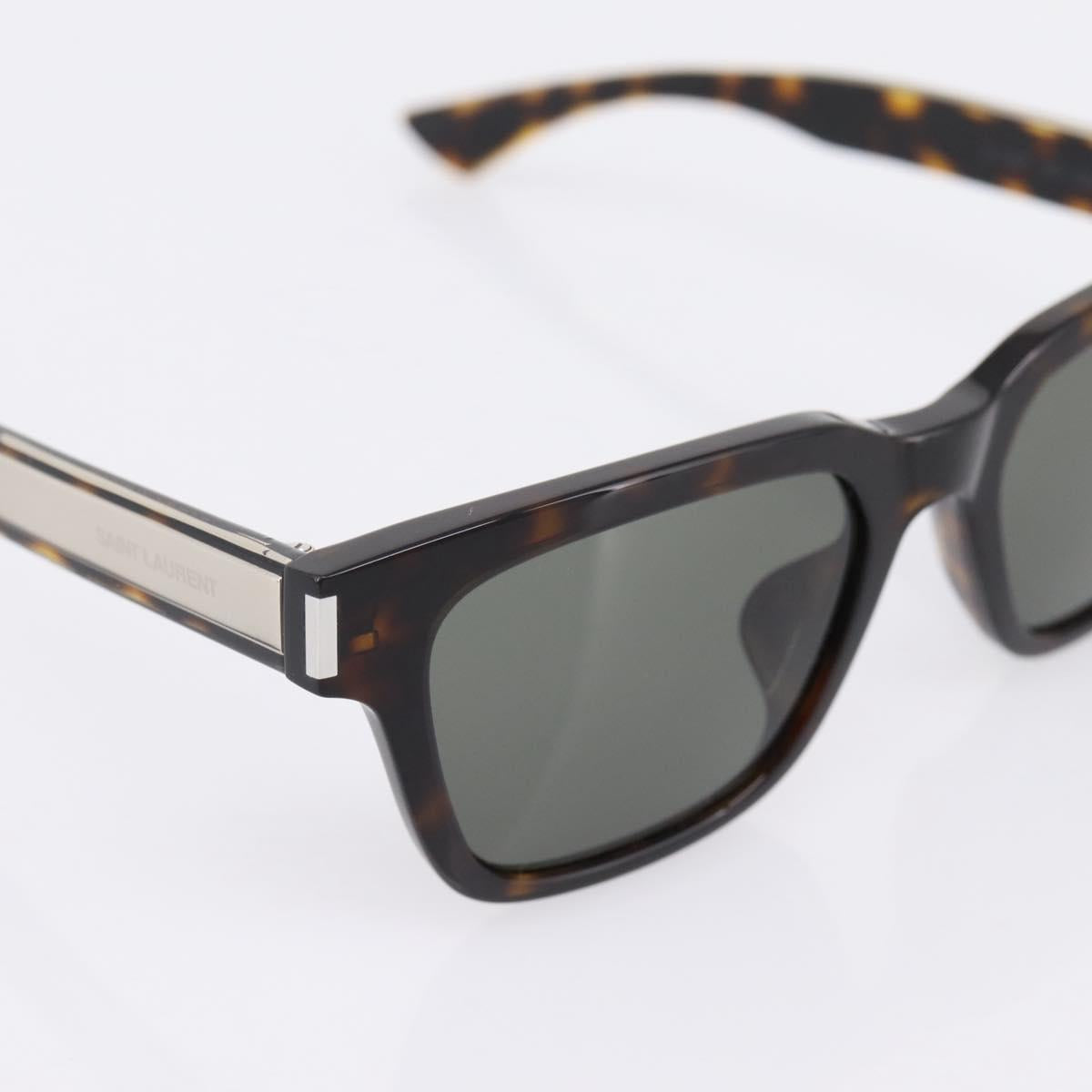 SAINT LAURENT Tortoise Sunglasses Plastic Brown Silver Auth BA15028A