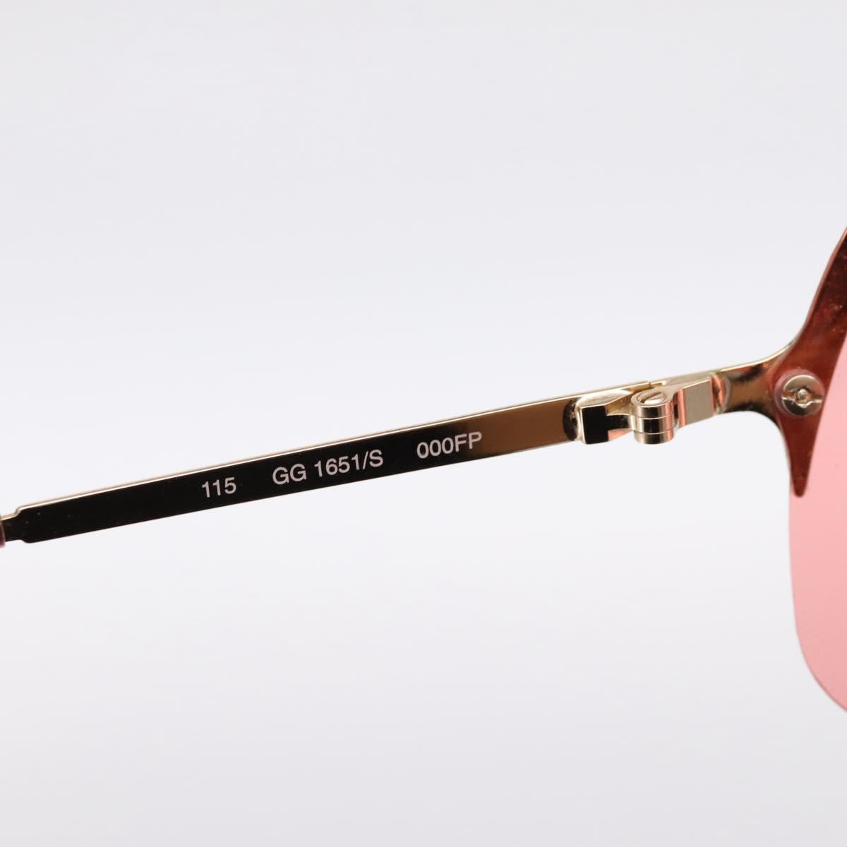 GUCCI Rimless Sunglasses Metal Red Gold Tone Auth BA15030