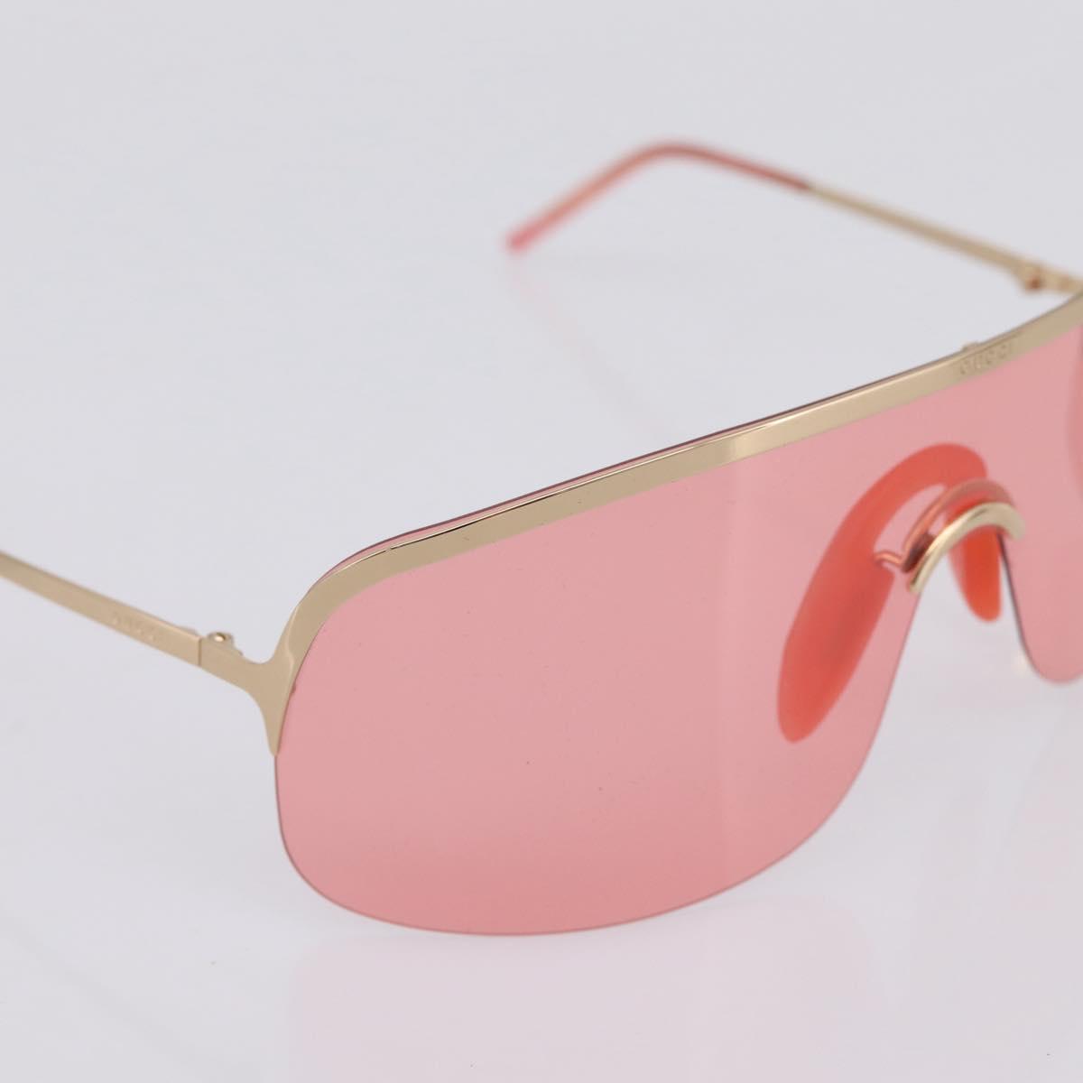 GUCCI Rimless Sunglasses Metal Red Gold Tone Auth BA15030