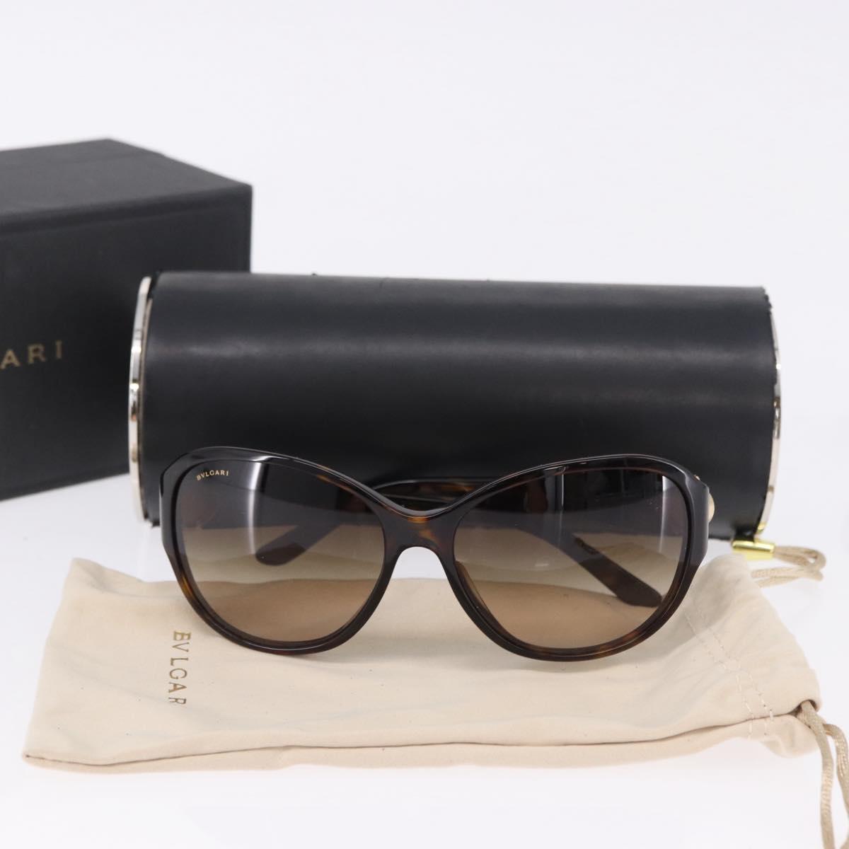 BVLGARI Sunglasses Plastic Brown Gold Tone Auth BA15032A