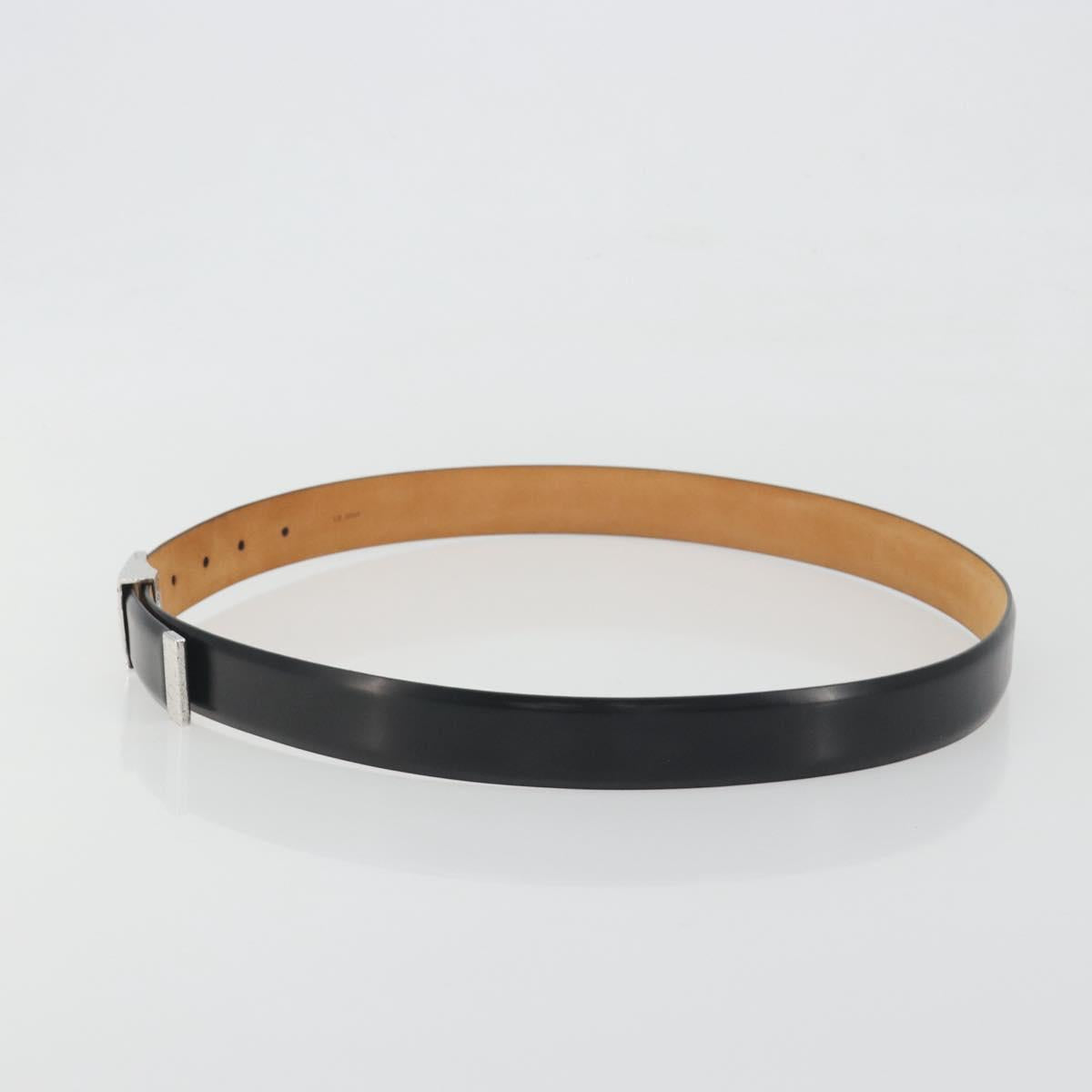 LOUIS VUITTON Ceinture Carre Belt Leather ""90/36"" Black Silver LV Auth BA15036