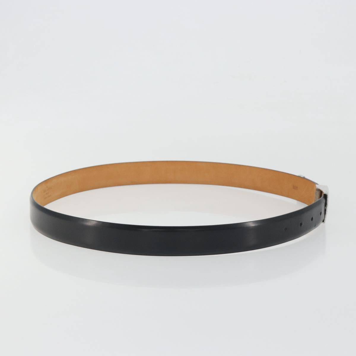 LOUIS VUITTON Ceinture Carre Belt Leather ""90/36"" Black Silver LV Auth BA15036
