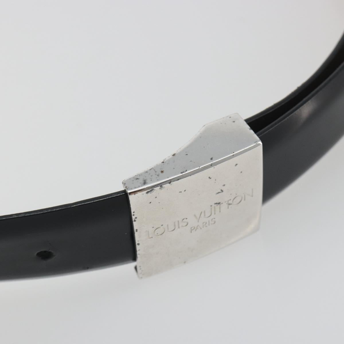 LOUIS VUITTON Ceinture Carre Belt Leather ""90/36"" Black Silver LV Auth BA15036