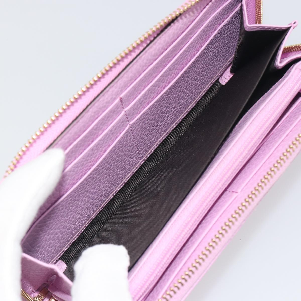 GUCCI GG Marmont Bosco Zip Around Long Wallet Leather Pink 499337 Auth BA15038V